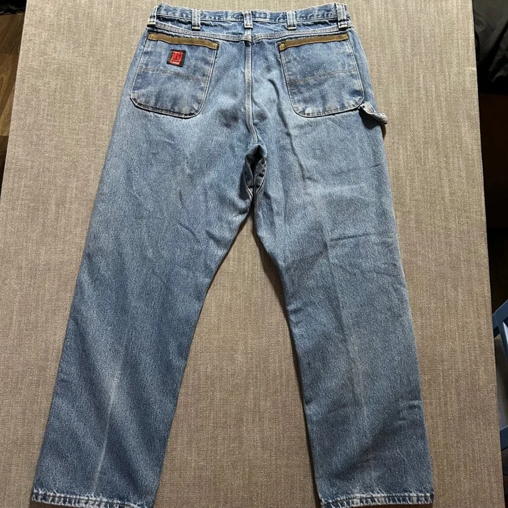 Riggs Workwear Wrangler Carpenter Jeans Mens 36x30 Blue Relaxed Fit Hammer Loop